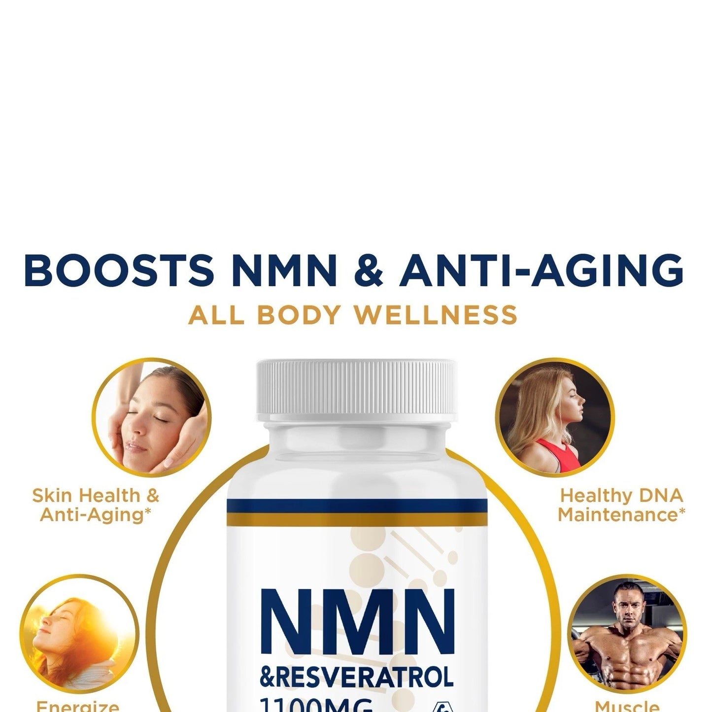 NMN + Resveratrol 60 Capsules Anti-aging Antioxidant Supplement Health 1100mg